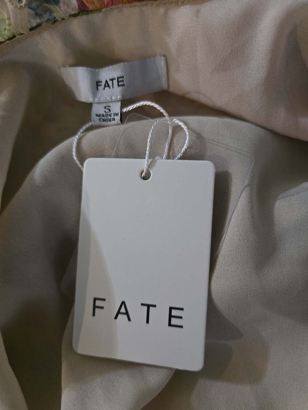 Fate ✨️Cream Dress with Subtle Floral Trim - Picture 3 of 3